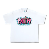 White Cancer Faith Cross Urban Heavy Tee - HowdyJamesFarm