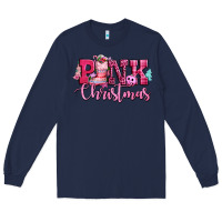 Navy pink christmas Long Sleeve Tee - CowGirlArtShop