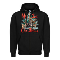 Black my first christmas baby safari animals Zipper Hoodie - LillyAllenDesigns