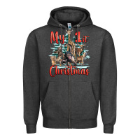Charcoal Heather my first christmas baby safari animals Zipper Hoodie - LillyAllenDesigns