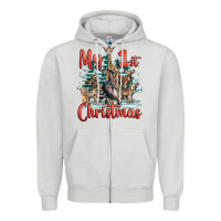 Dove Grey my first christmas baby safari animals Zipper Hoodie - LillyAllenDesigns