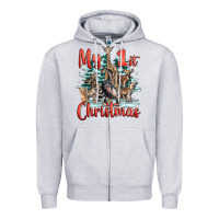 Heather Grey my first christmas baby safari animals Zipper Hoodie - LillyAllenDesigns