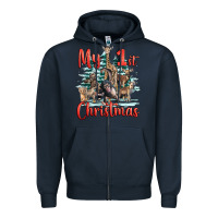 Navy my first christmas baby safari animals Zipper Hoodie - LillyAllenDesigns