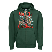 Sports Green my first christmas baby safari animals Zipper Hoodie - LillyAllenDesigns