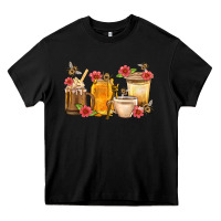 Black Honey And Bee With Flower Coffee Cup Heavy Core Tee - BundleAndBundleShop