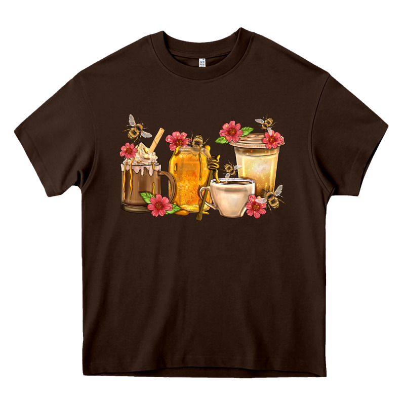 Honey And Bee With Flower Coffee Cup Heavy Core Tee by BundleAndBundleShop | Teevron