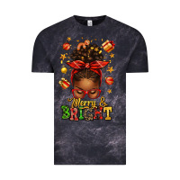 Cloud Black merry and bright christmas afro messy bun Vintage Tee - texasbilliewilder