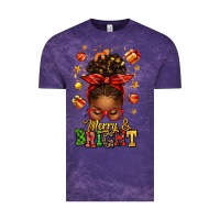 Cloud Purple merry and bright christmas afro messy bun Vintage Tee - texasbilliewilder