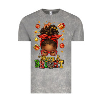Cloud Rock merry and bright christmas afro messy bun Vintage Tee - texasbilliewilder