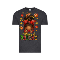 Vintage Black merry and bright christmas afro messy bun Vintage Tee - texasbilliewilder