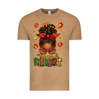 Vintage Camel merry and bright christmas afro messy bun Vintage Tee - texasbilliewilder