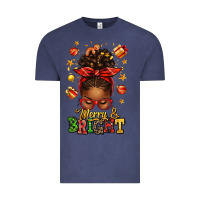 Vintage Denim merry and bright christmas afro messy bun Vintage Tee - texasbilliewilder