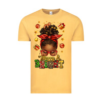 Vintage Mustard merry and bright christmas afro messy bun Vintage Tee - texasbilliewilder