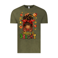 Vintage Olive merry and bright christmas afro messy bun Vintage Tee - texasbilliewilder