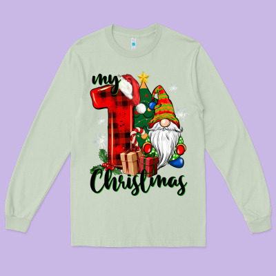 My First Christmas Gnome Long Sleeve Tee Designed By Cowgirlartshop