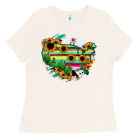 Bone America Map Sunflower Cactus Serape Ladies Tee - RanaPortraitStore