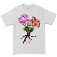 Dove Grey Bitterroot Flower Illustrations Premium Tee - LillyAllenDesigns