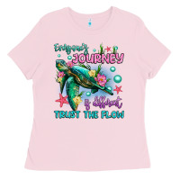 Bubblegum Pink everyone's journey is different trust the flow Ladies Tee - Artiststas