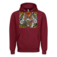 Burgundy bunny Easter Zipper Hoodie - CowhideDigitalArt