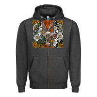 Charcoal Heather bunny Easter Zipper Hoodie - CowhideDigitalArt