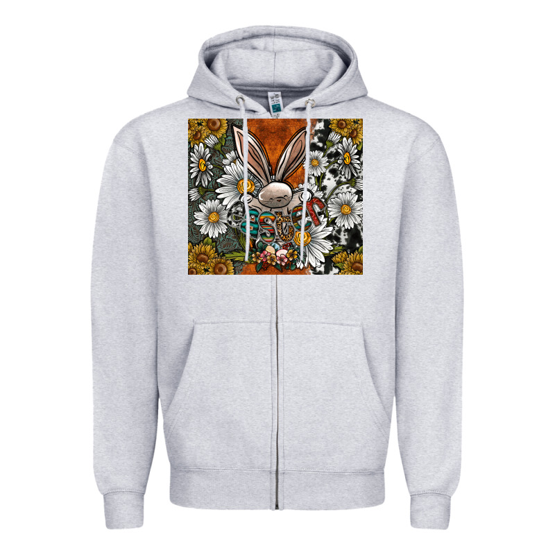 Bunny Easter Zipper Hoodie by CowhideDigitalArt | Teevron