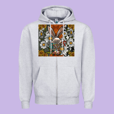 Bunny Easter Zipper Hoodie Designed By Cowhidedigitalart