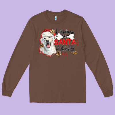 I Believe In Santa Paws Long Sleeve Tee Designed By Cowgirlartshop