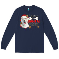 Navy i believe in santa paws Long Sleeve Tee - CowGirlArtShop