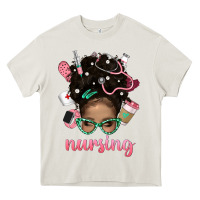 Cream Afro Messy Bun Nursing Bbs Heavy Core Tee - BundleAndBundleShop