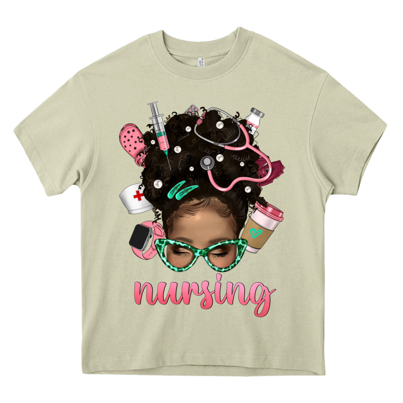 Afro Messy Bun Nursing Bbs Heavy Core Tee by BundleAndBundleShop | Teevron
