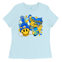 Baby Blue retro disco ball the lucky few smile face Ladies Tee - Artiststas
