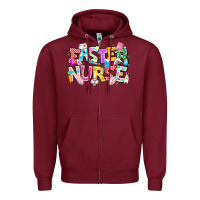 Burgundy Easter Nurse Zipper Hoodie - CowhideDigitalArt