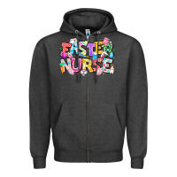 Charcoal Heather Easter Nurse Zipper Hoodie - CowhideDigitalArt