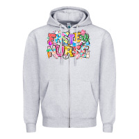 Heather Grey Easter Nurse Zipper Hoodie - CowhideDigitalArt