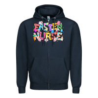 Navy Easter Nurse Zipper Hoodie - CowhideDigitalArt