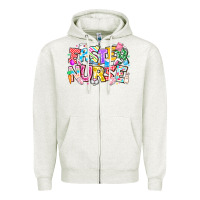 Oatmeal Heather Easter Nurse Zipper Hoodie - CowhideDigitalArt