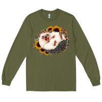 Army Green happy hedgehog sunflower leopard Long Sleeve Tee - Jasminsmagicworld