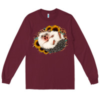 Burgundy happy hedgehog sunflower leopard Long Sleeve Tee - Jasminsmagicworld