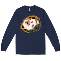 Navy happy hedgehog sunflower leopard Long Sleeve Tee - Jasminsmagicworld