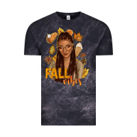 Cloud Black Fall vibes afro woman Vintage Tee - NancyCooperArtShop