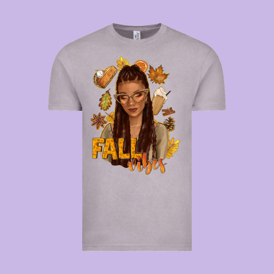 Fall Vibes Afro Woman Vintage Tee Designed By Nancycooperartshop