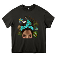 Asphalt Lake Camping Afro Messy Bun Bbs Heavy Core Tee - BundleAndBundleShop