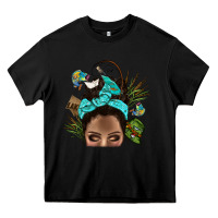 Black Lake Camping Afro Messy Bun Bbs Heavy Core Tee - BundleAndBundleShop