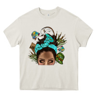 Cream Lake Camping Afro Messy Bun Bbs Heavy Core Tee - BundleAndBundleShop