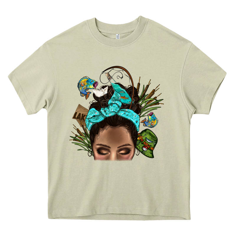 Lake Camping Afro Messy Bun Bbs Heavy Core Tee by BundleAndBundleShop | Teevron