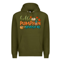 Army Green hello pumpkin season Premium Hoodie - BundleAndBundleShop
