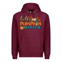 Burgundy hello pumpkin season Premium Hoodie - BundleAndBundleShop
