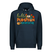 Navy hello pumpkin season Premium Hoodie - BundleAndBundleShop