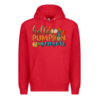 Red hello pumpkin season Premium Hoodie - BundleAndBundleShop