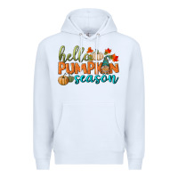 White hello pumpkin season Premium Hoodie - BundleAndBundleShop